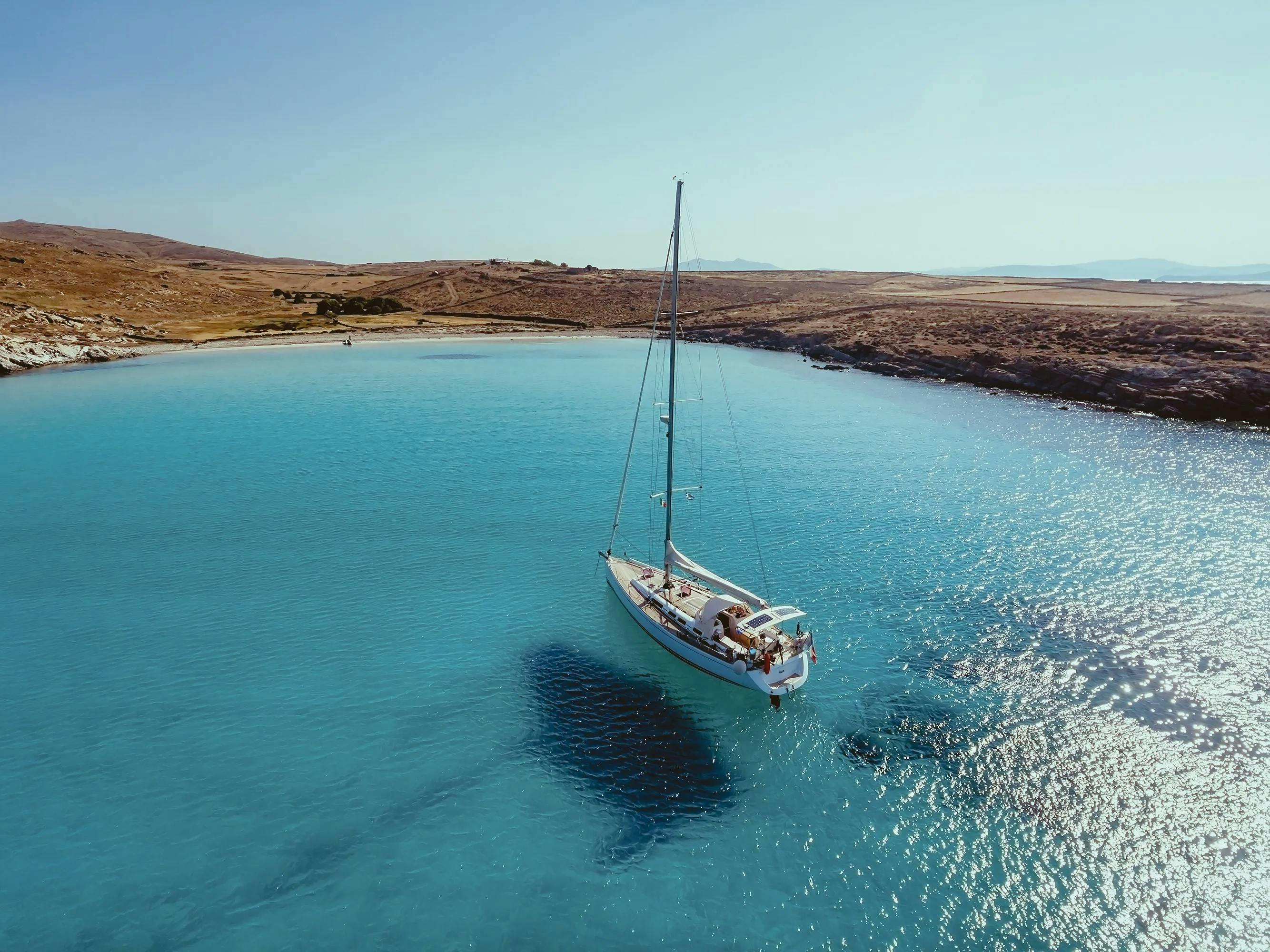 Sailing boat floating in the Aegean sea