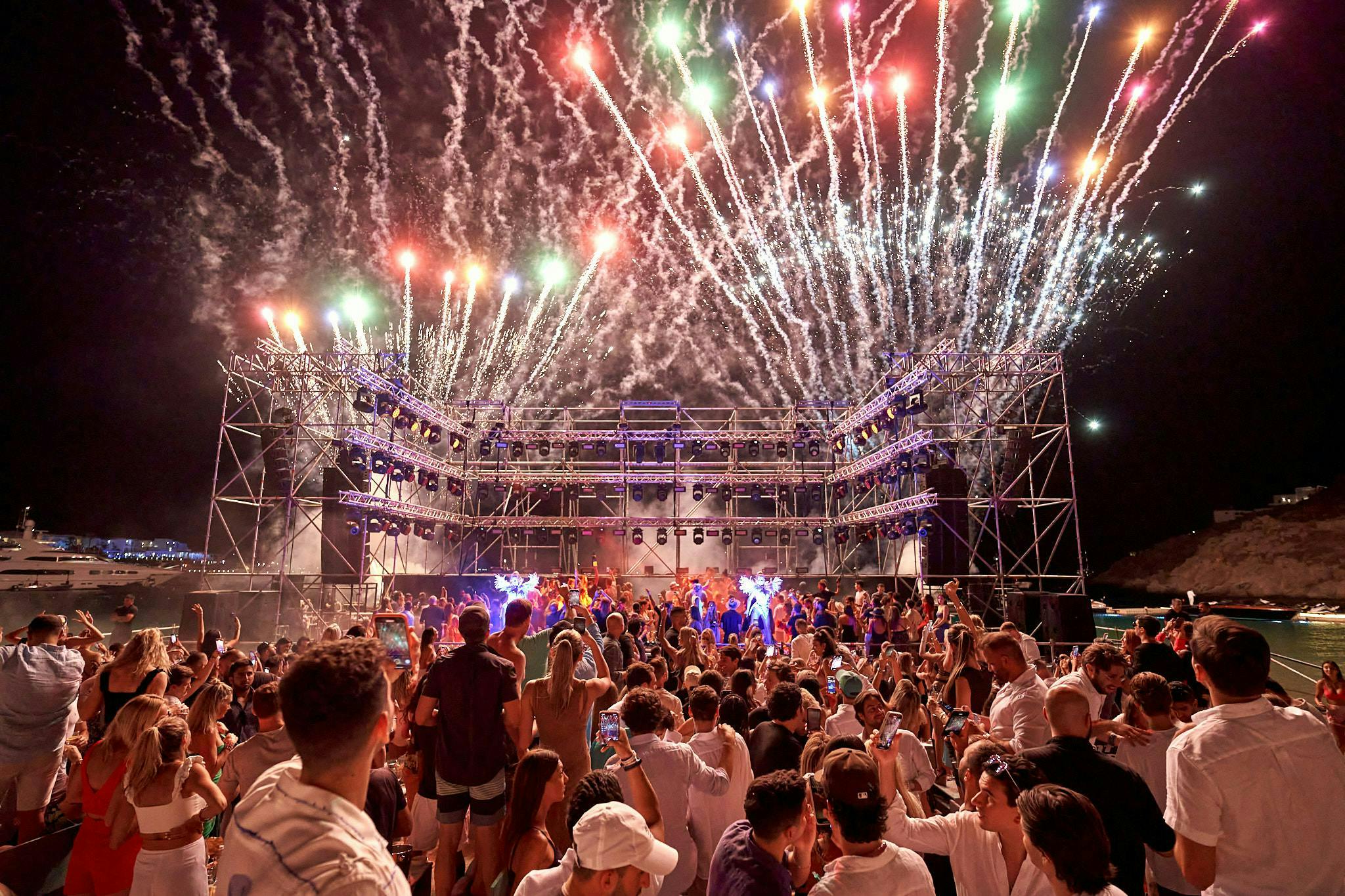 Stage and fireworks event in Mykonos