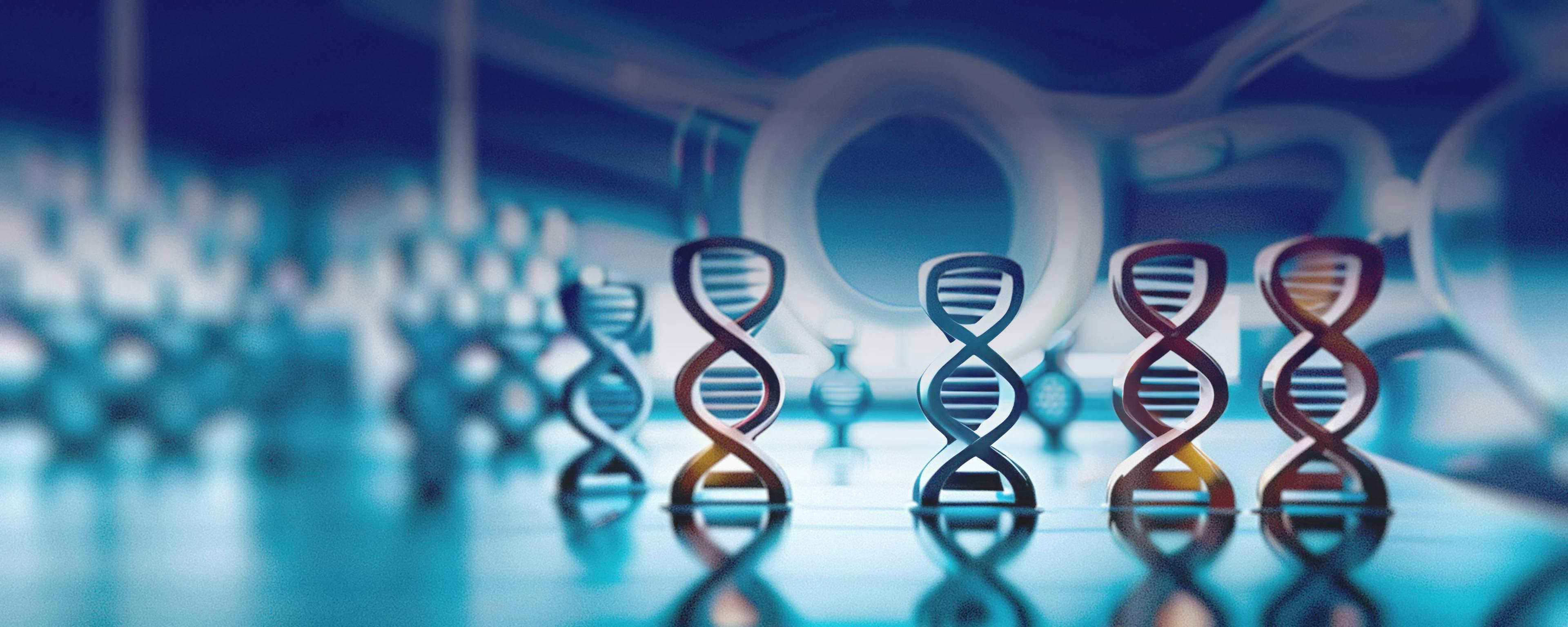 Abstract DNA sculptures in a Lab setting