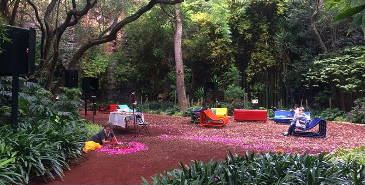Outdoor reading area called the Audiorama located in Mexico City
