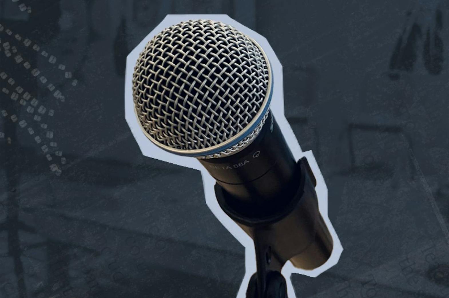 Close-up of wireless microphone on a stand