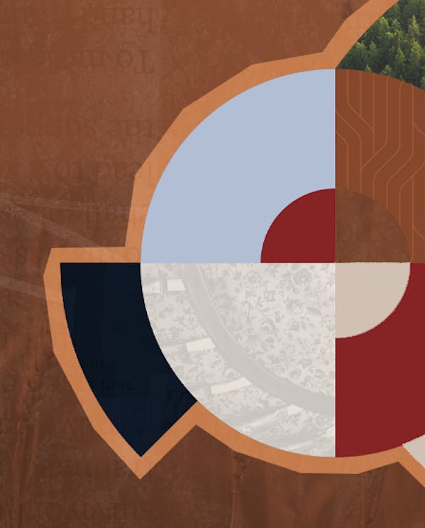 A collage of textures and environmental imagery shaped in circles