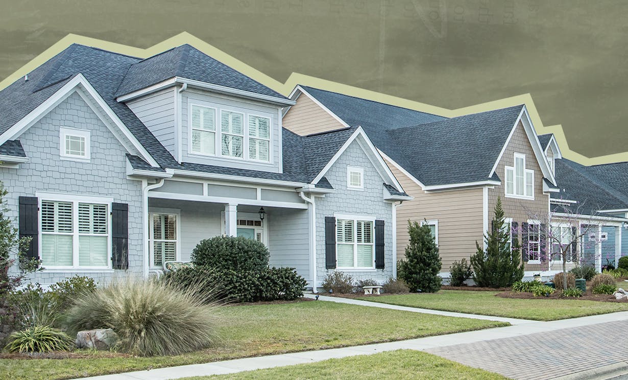 A street view of houses
