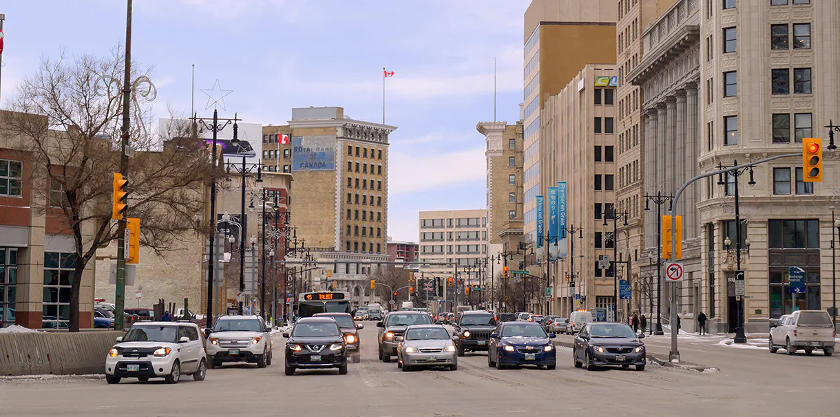 Street view of the Portage and Main intersection