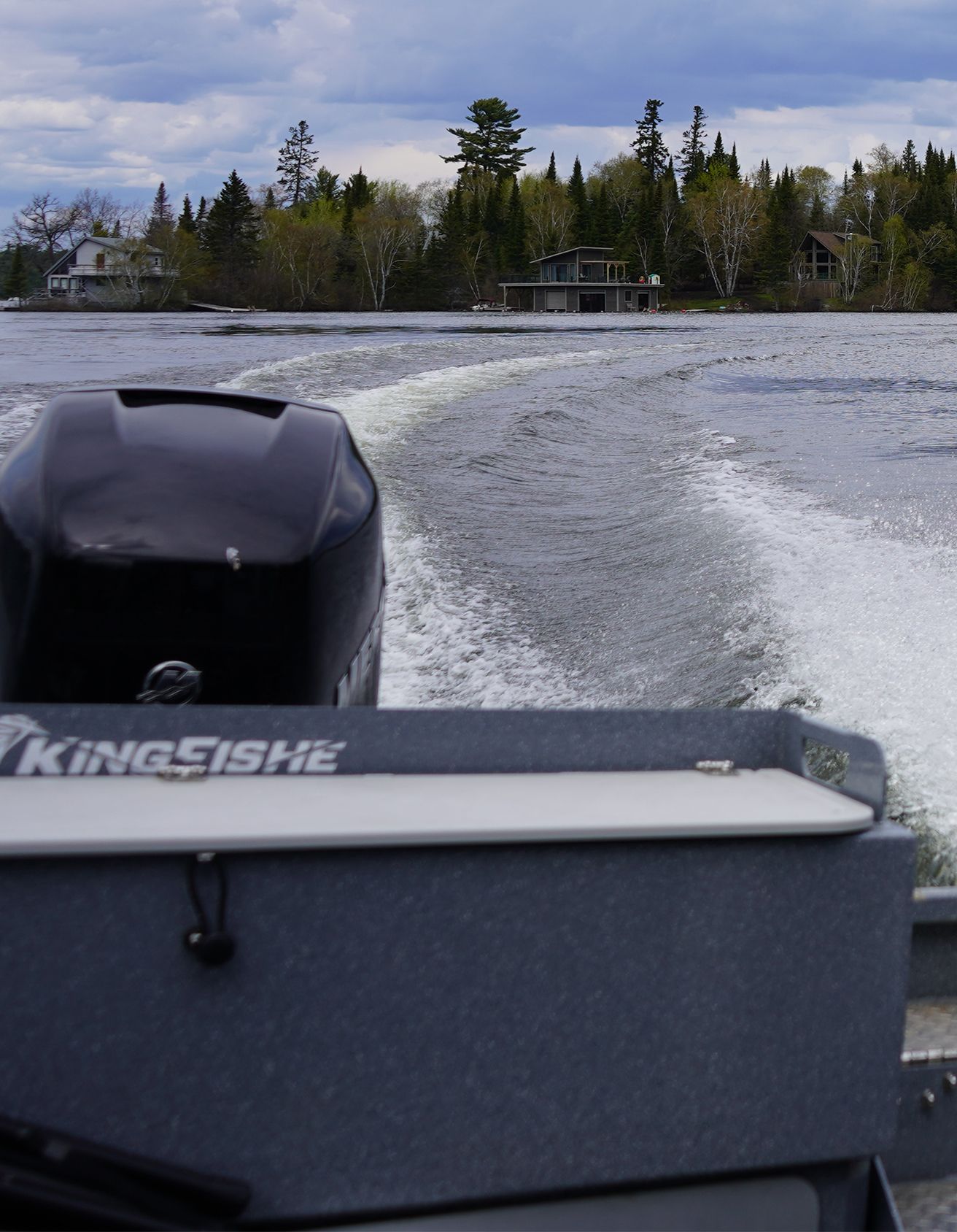 Motorboat driving through a body of water