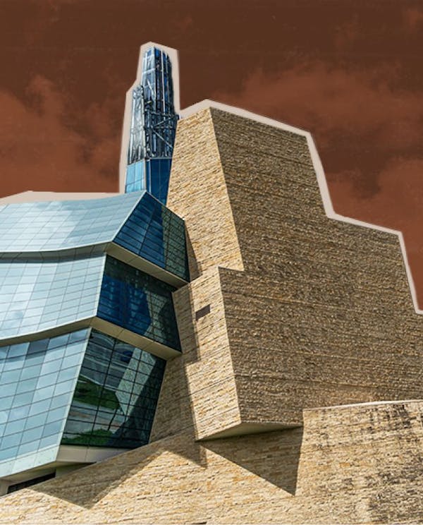 Upward angle of the Canadian Museum for Human Rights in Winnipeg