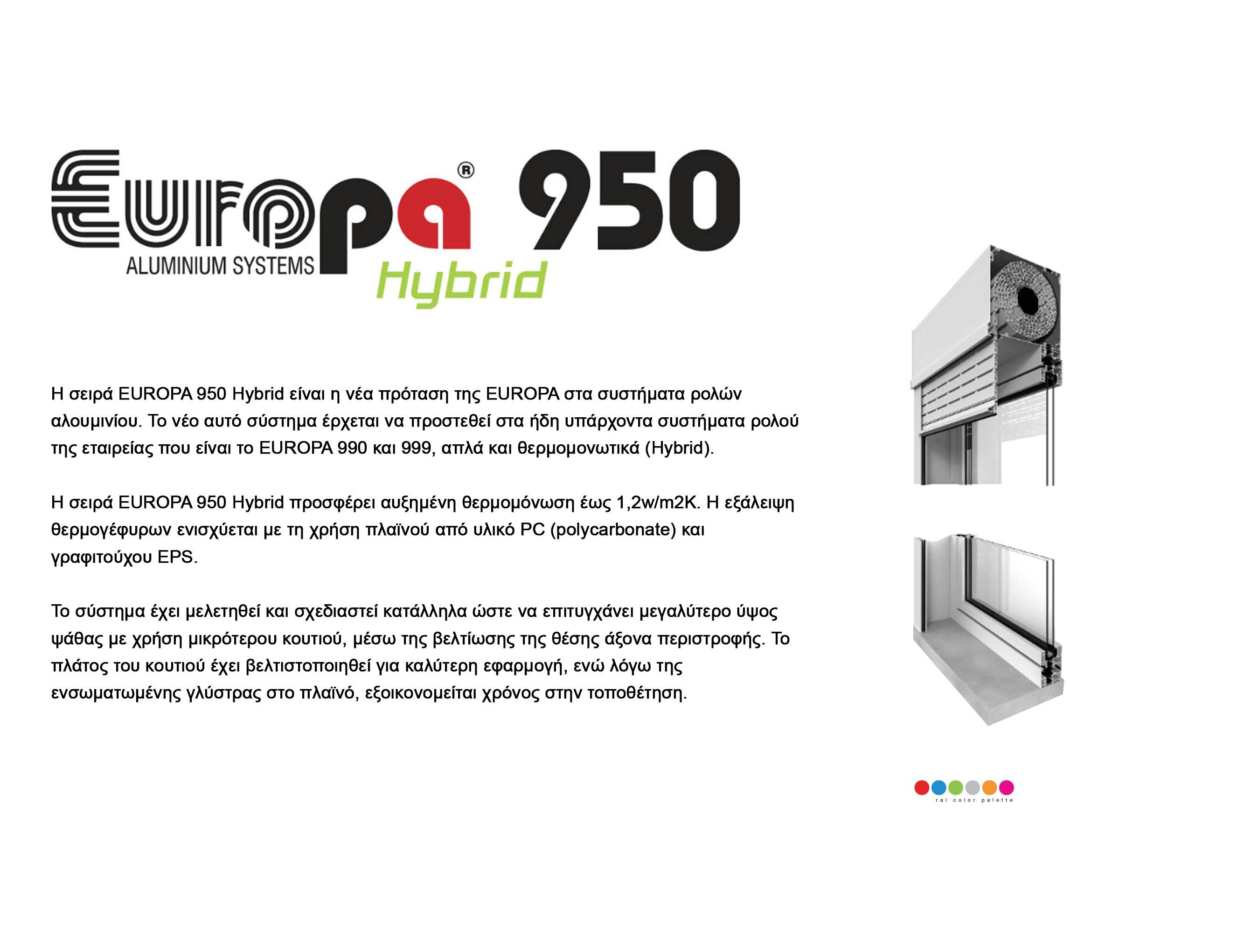 Κουφώματα - Ρολά - Europa 950 Hybrid