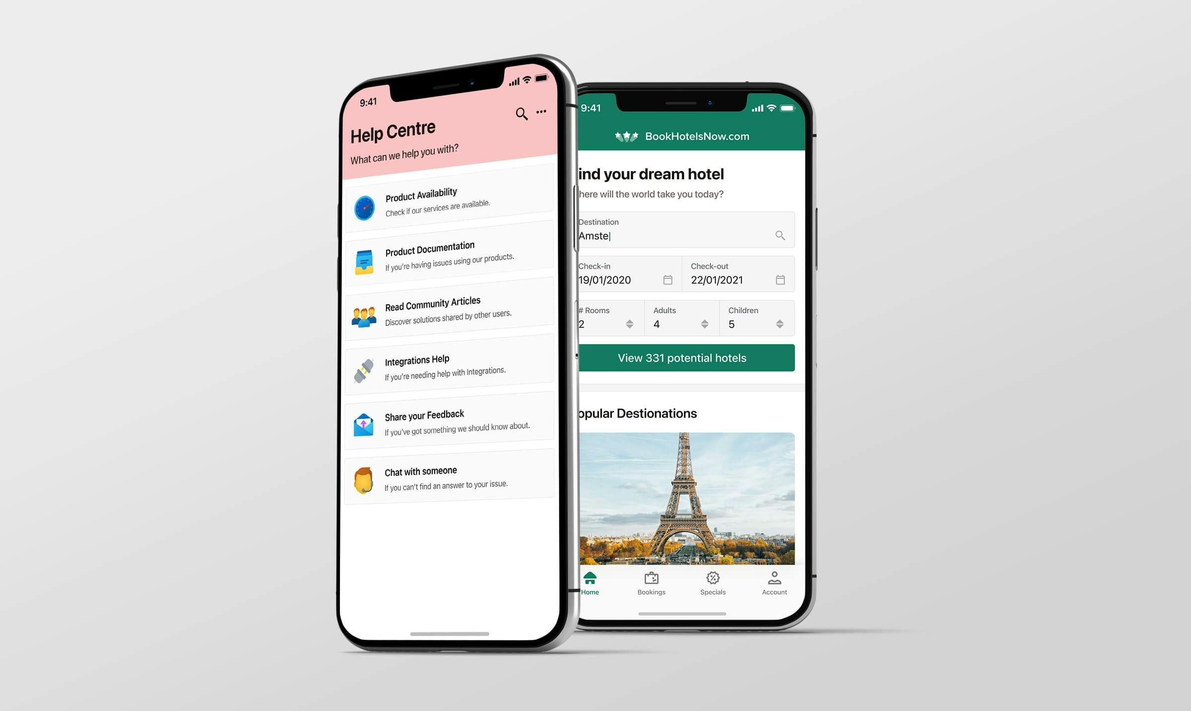 Daily UI #92 (FAQ) and #67 (Hotel Booking)