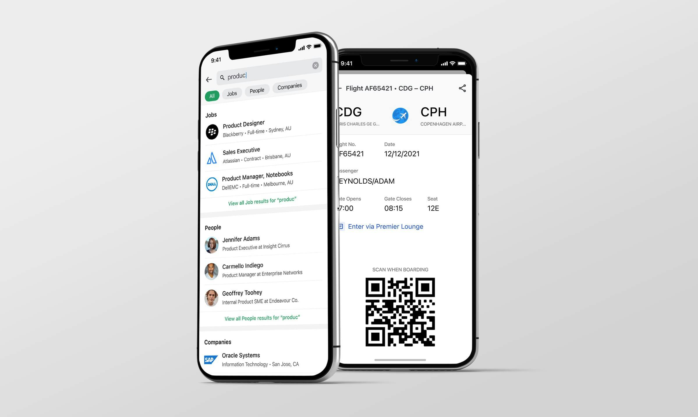 Daily UI #22 (Search hint) and #24 (Boarding pass)