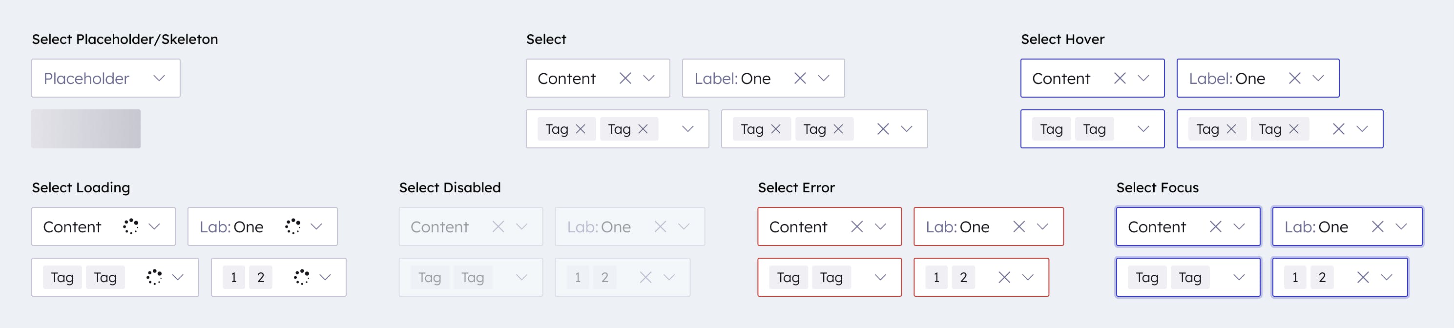 Examples of Select components