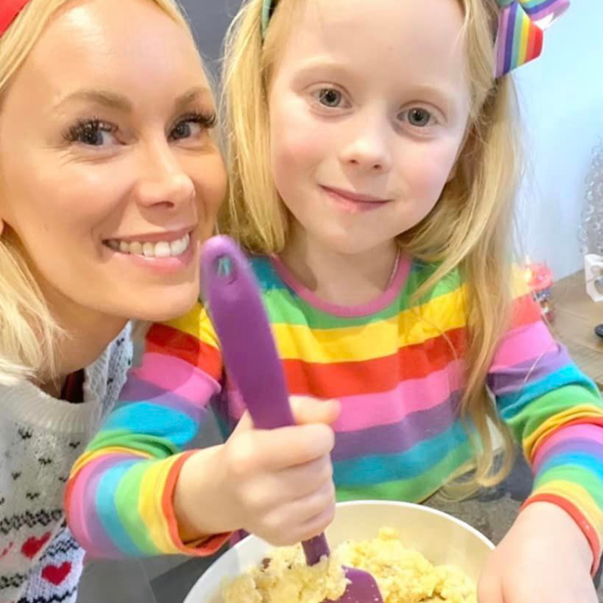 Heather and Lily baking together