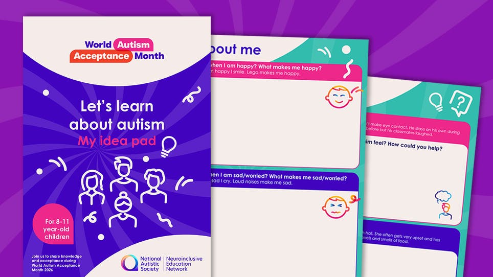 Colorful “My Idea Pad” activity sheet for World Autism Acceptance Month with space for notes and creative ideas.