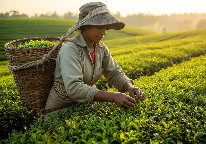 tea plucker working in plantation