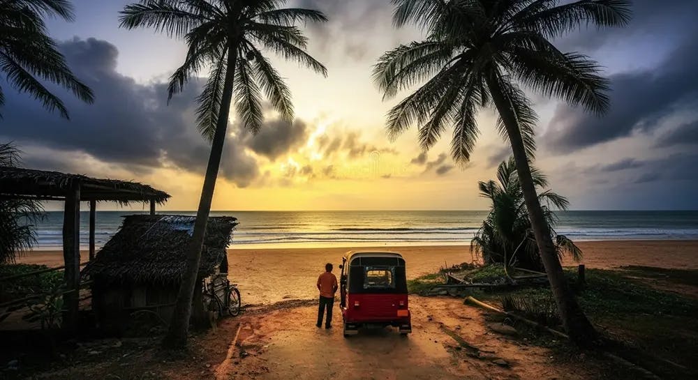 Sunset view with a tuk-tuk