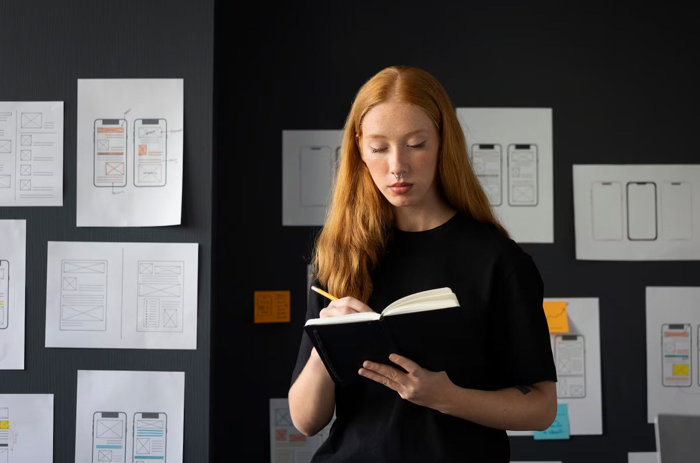 Female employee with notebook