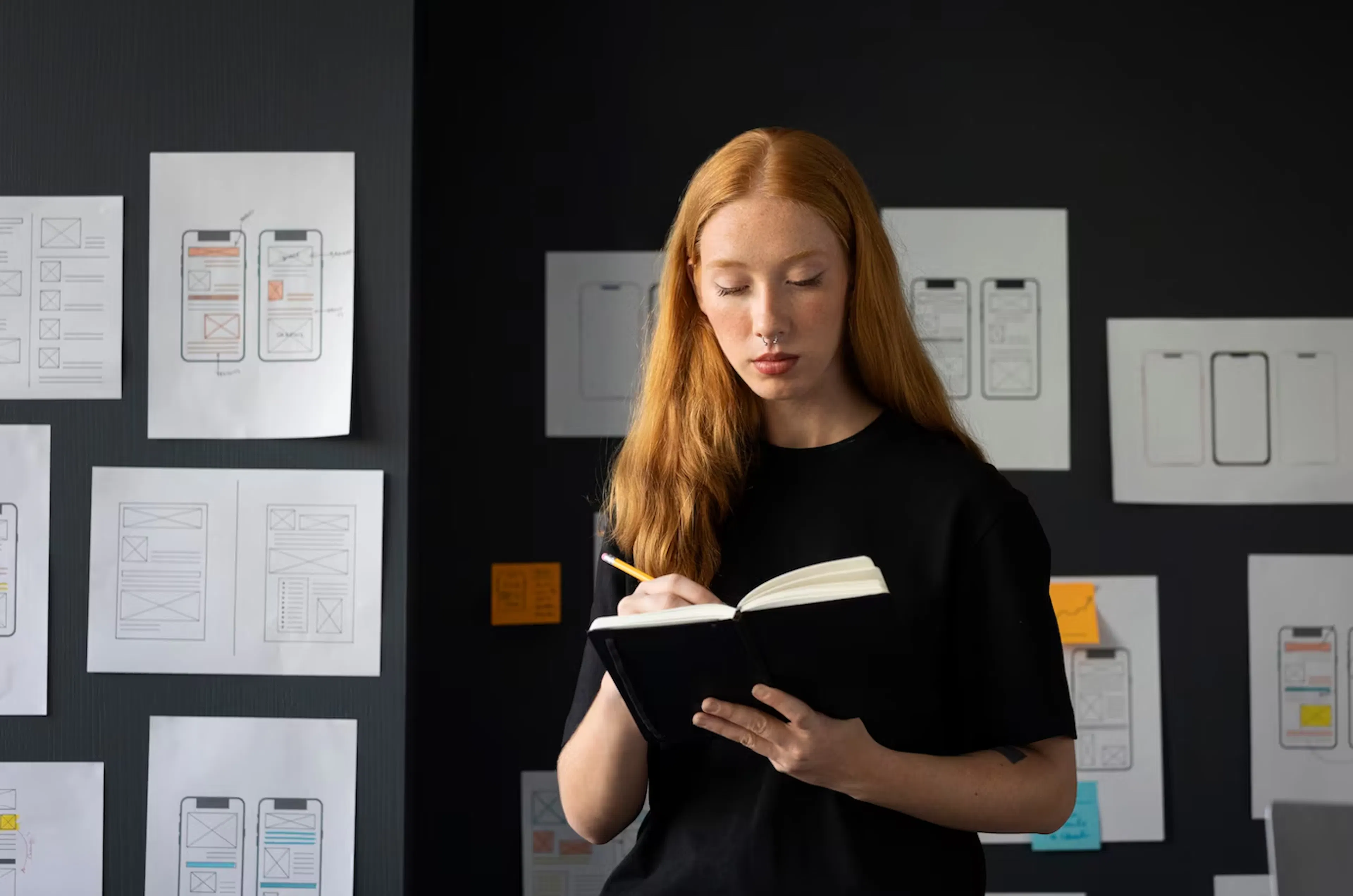 Female employee with notebook