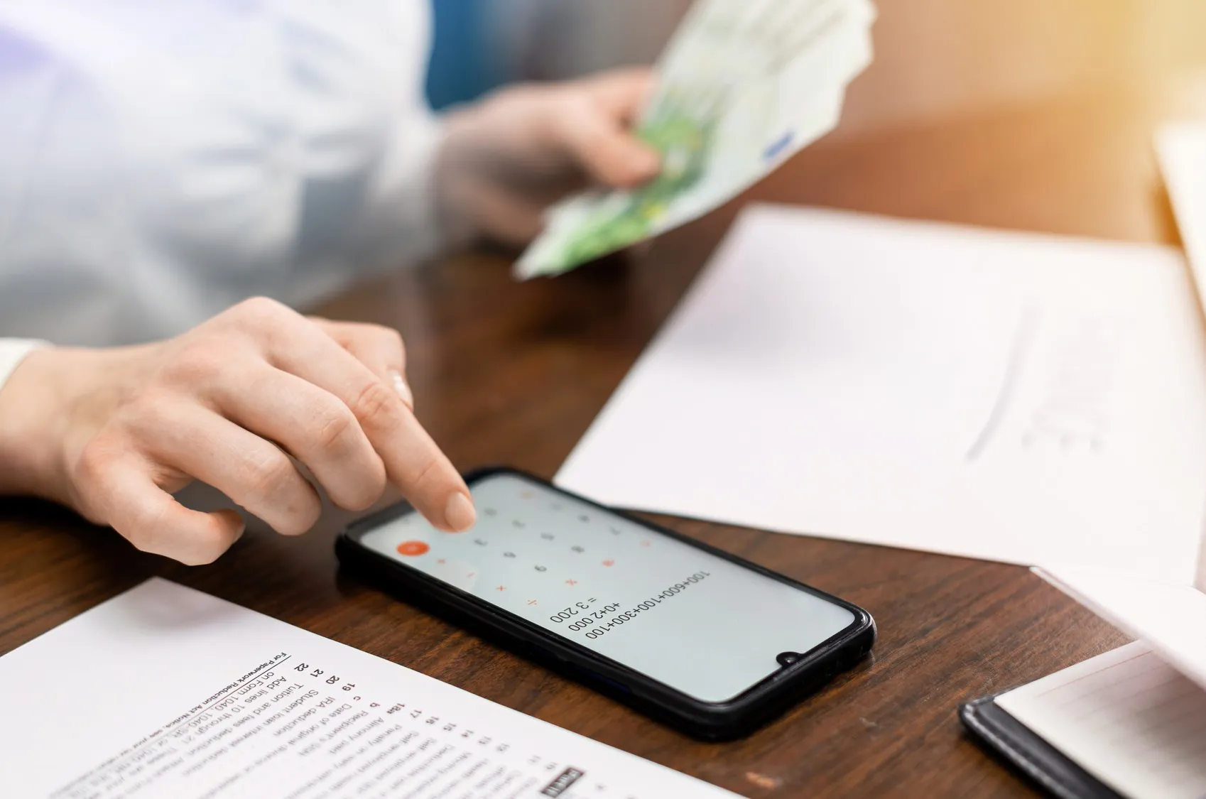 Woman calculating finances