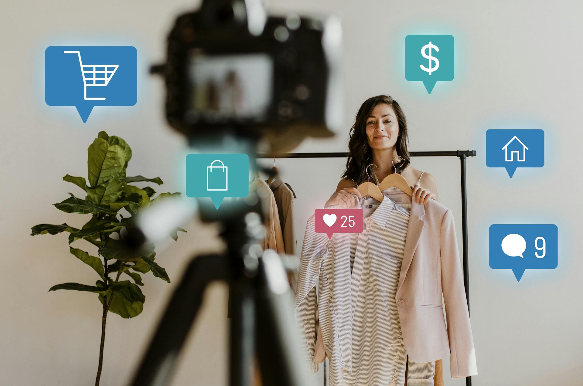 woman live streaming online shopping campaign