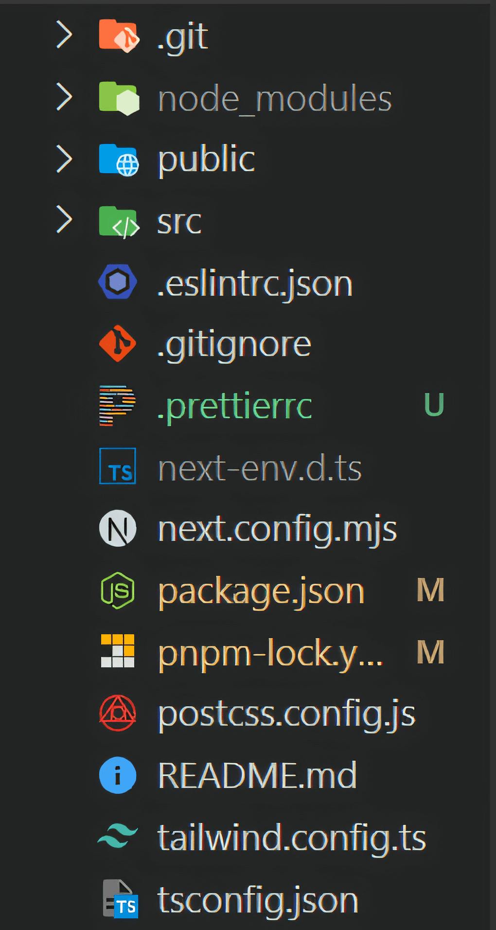 File tree with new .prettierrc file