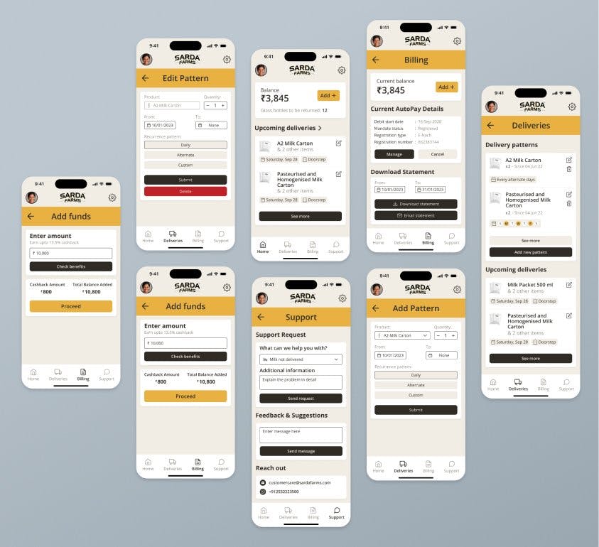 All the new UI screens & flows for adding & editing deliveries