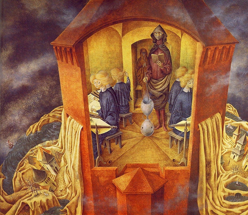 Remedios Varo, "Embroidering the Earth"s Crust," Mexico City, 1961