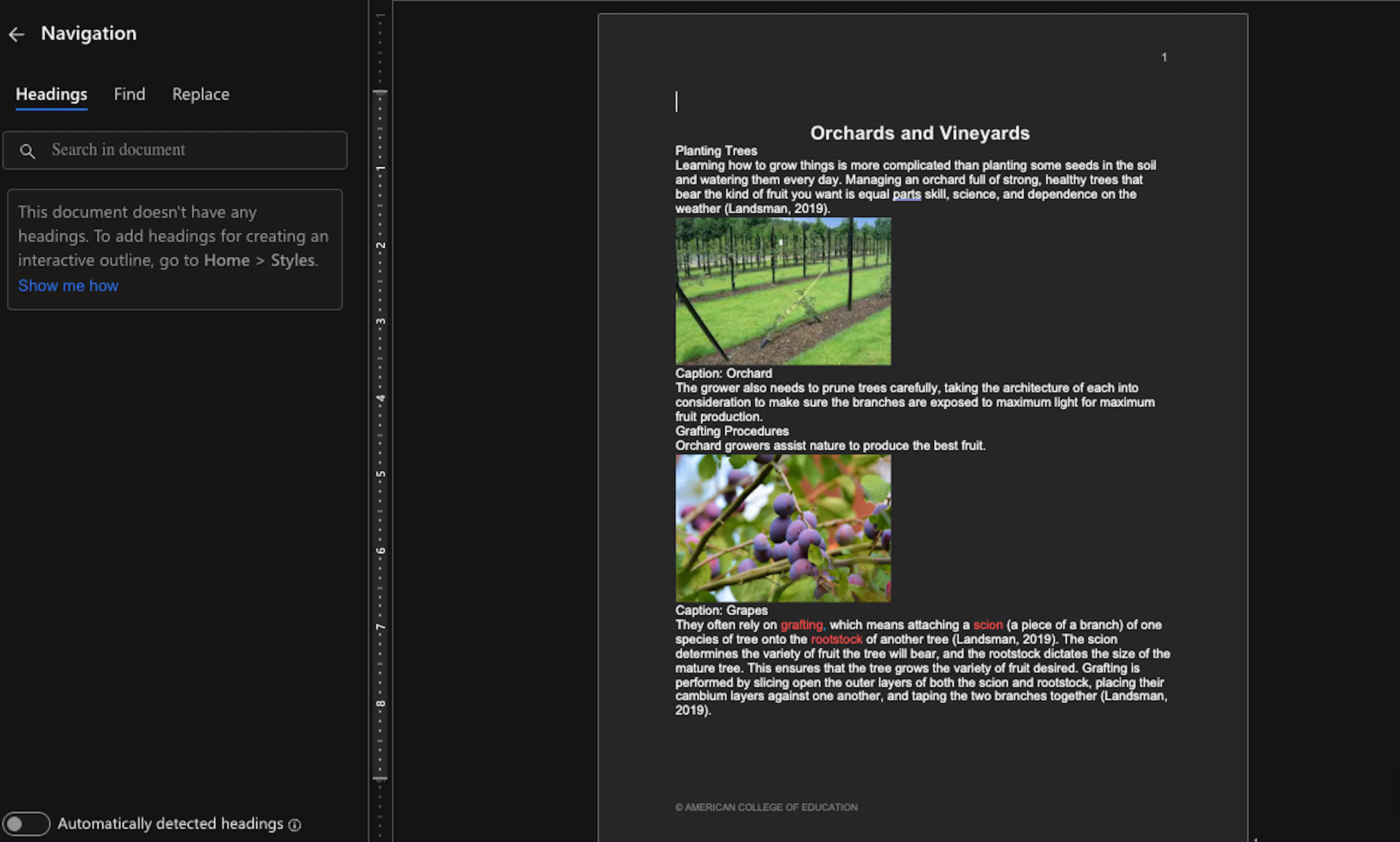 A word document on a dark background