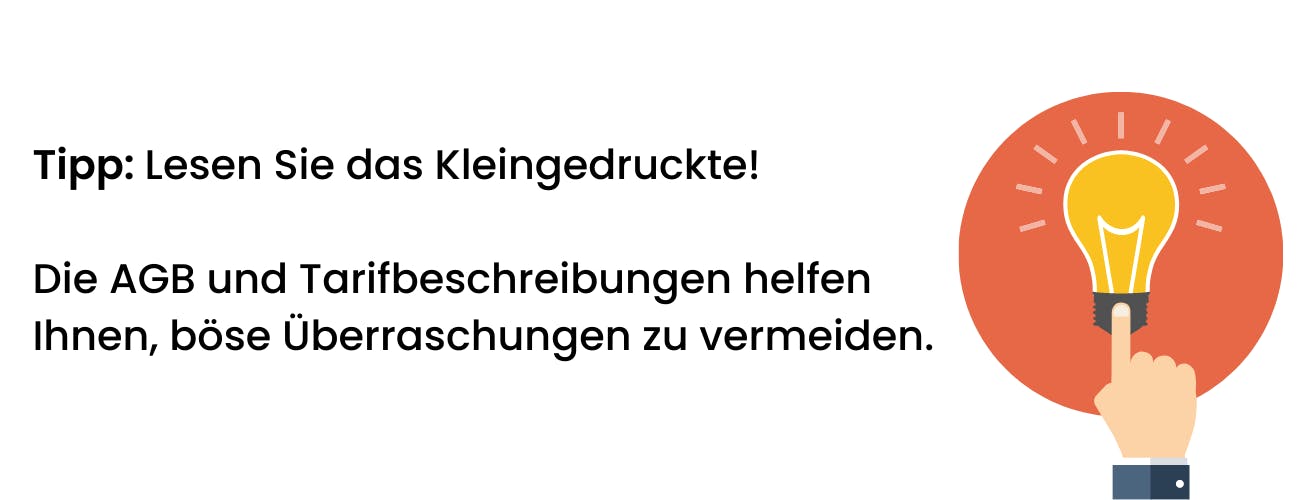 Lesen Sie das Kleingedruckt.