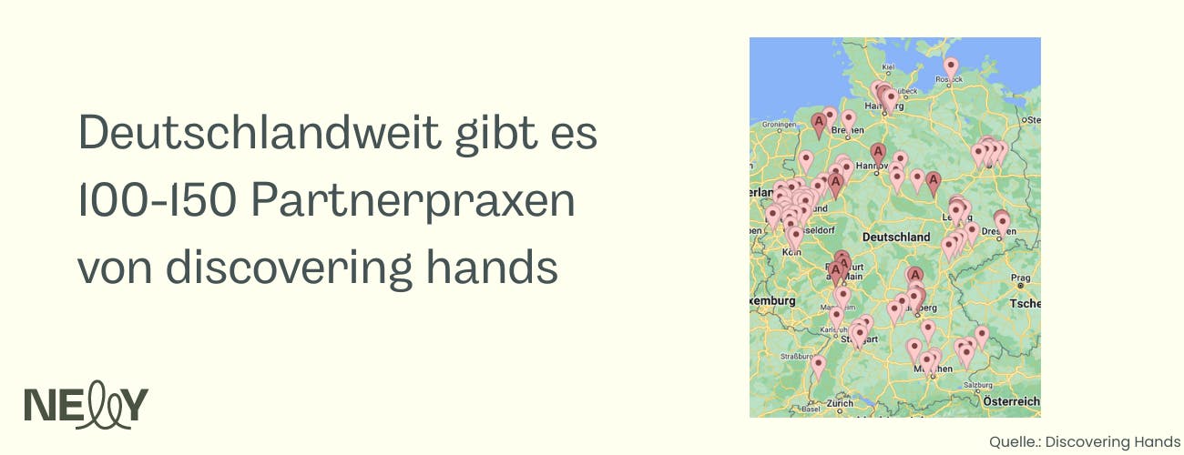 In Deutschland gibt es zwischen 100 und 150 Standorte von discovering hands Partnerpraxen. 