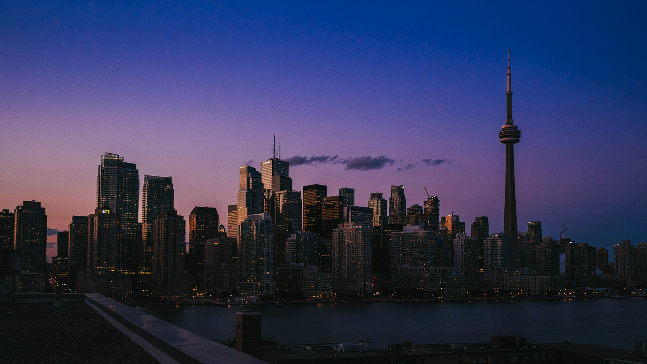 Toronto skyline at dusk