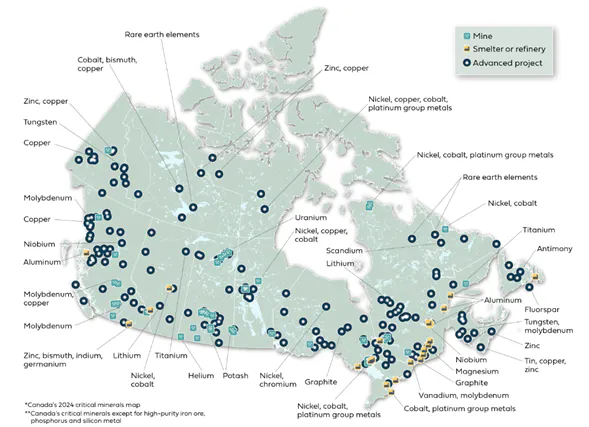 Minerals Map North America