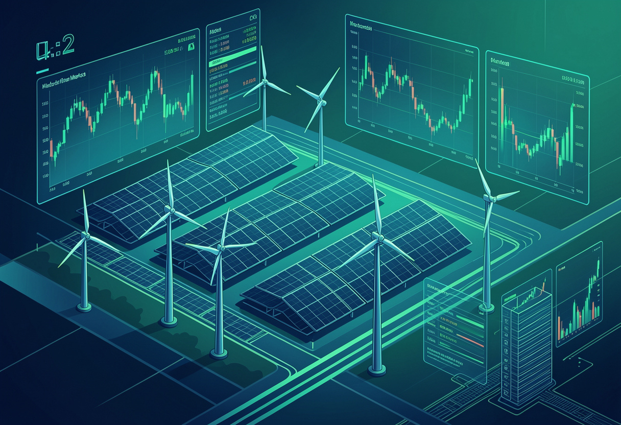 Solar Panels and Wind Turbines along financial data