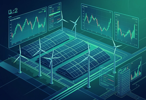 Solar Panels and Wind Turbines along financial data