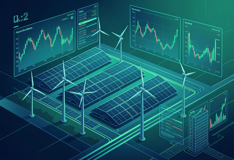 Solar Panels and Wind Turbines along financial data