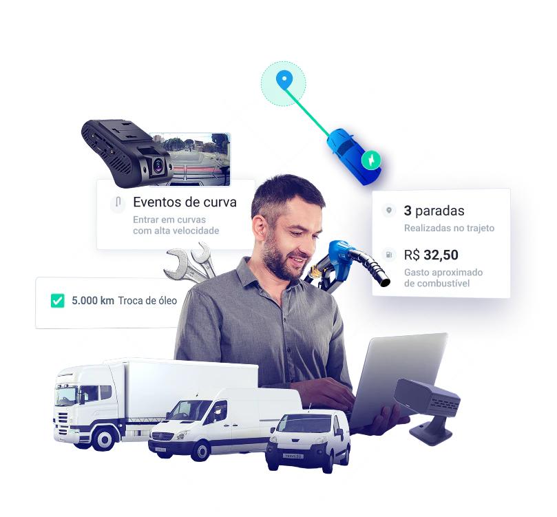 gestor de frota analisando indicadores em um sistema completo