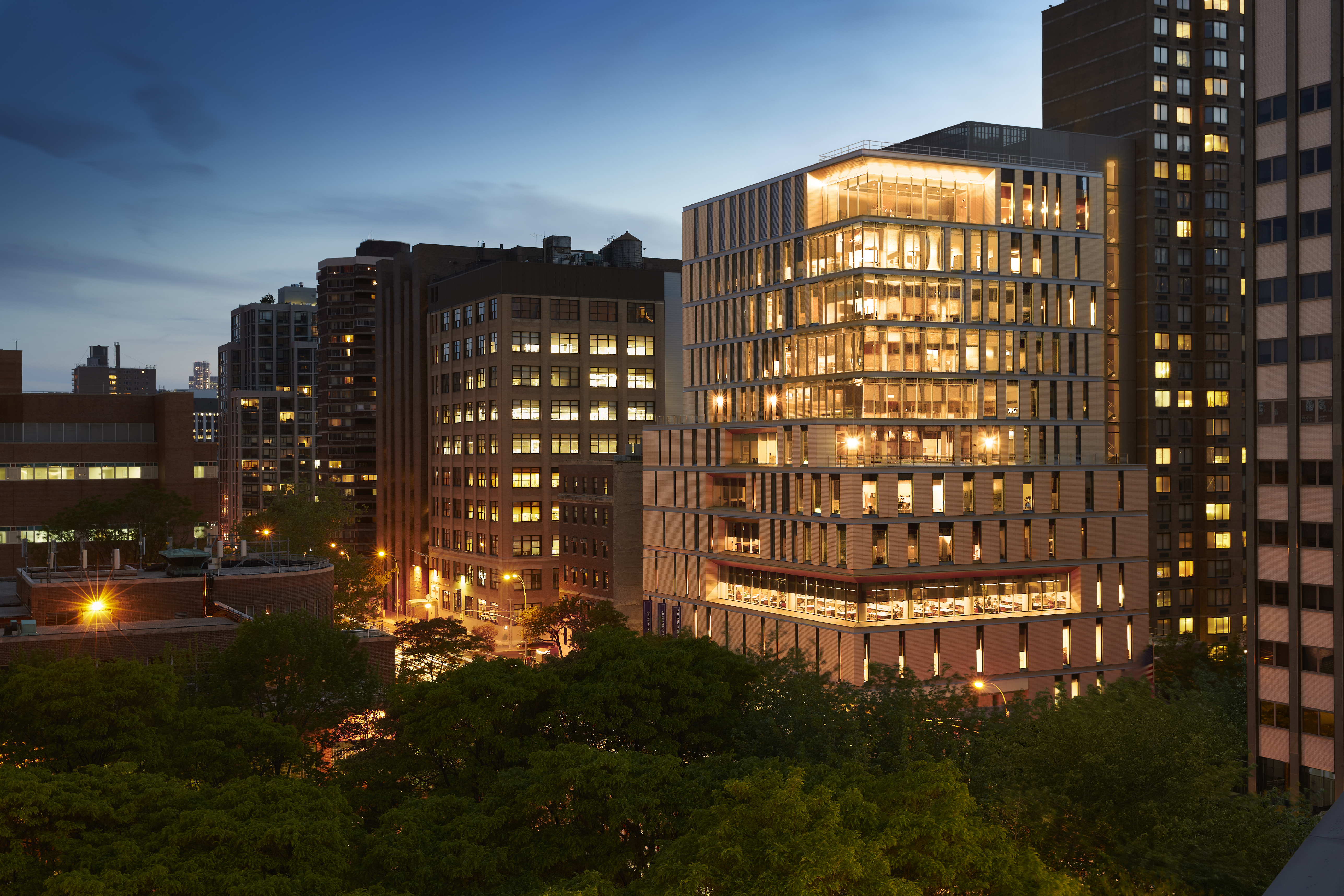 NYU meyers campus at night