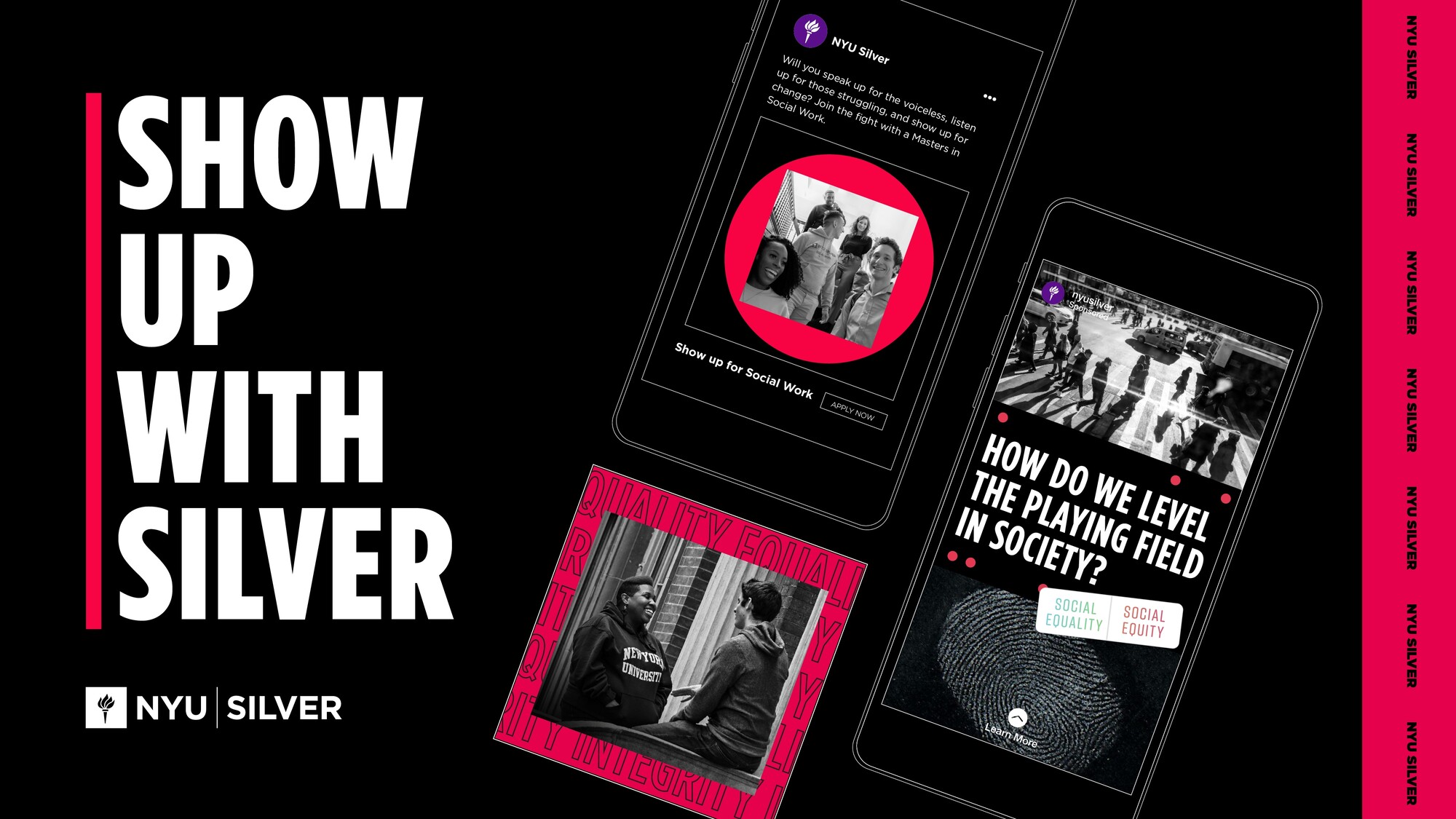 Words "Show Up With Silver" next to images of cell-phones with creative advertisements