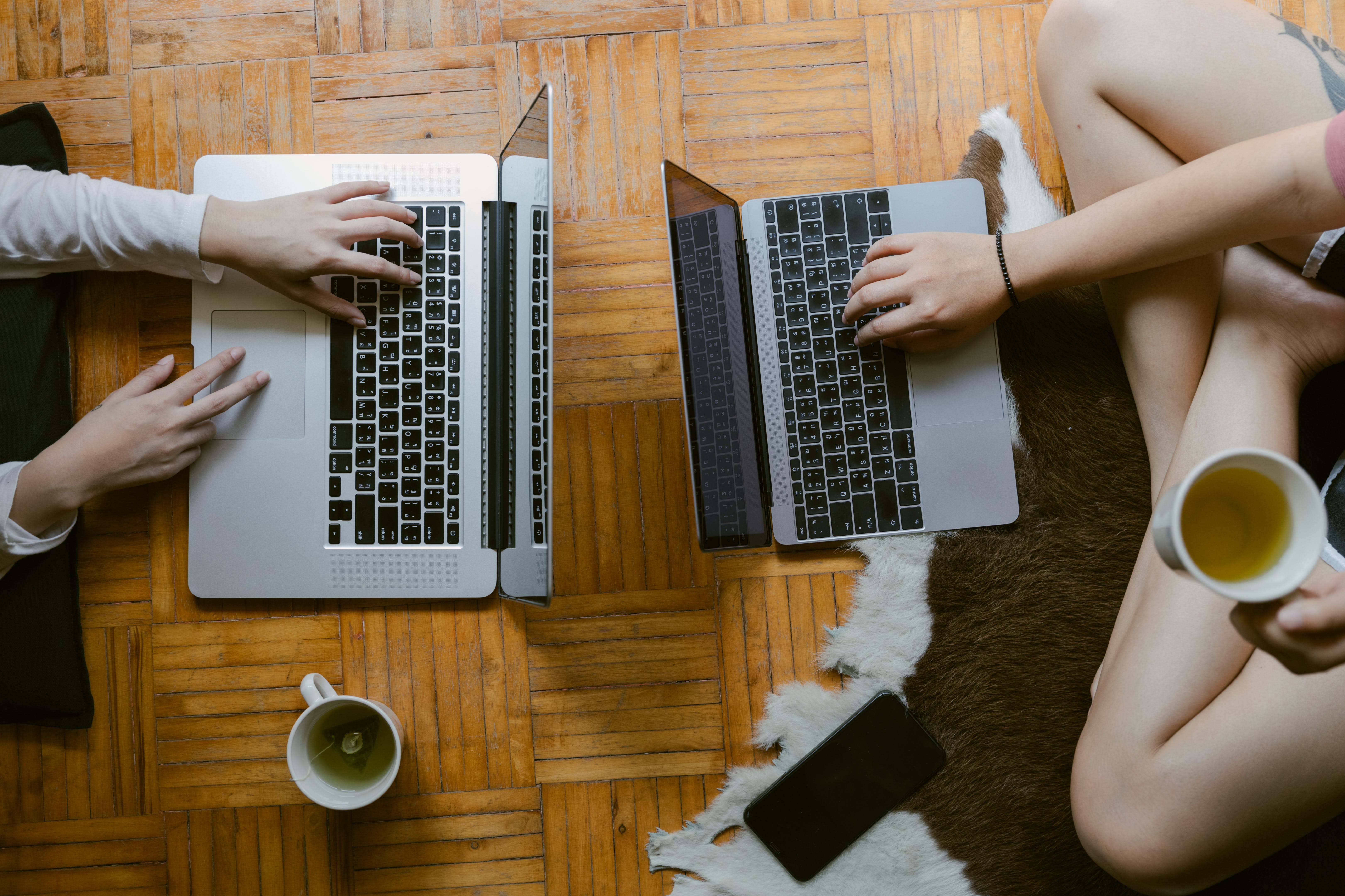 Laptops on a table