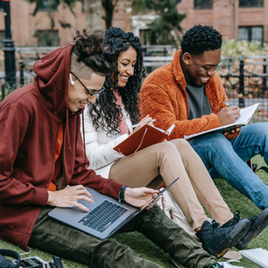 Students studying outisde