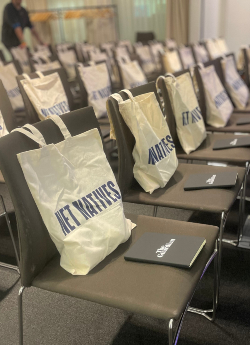 Net Natives 10th anniversary merch on seats