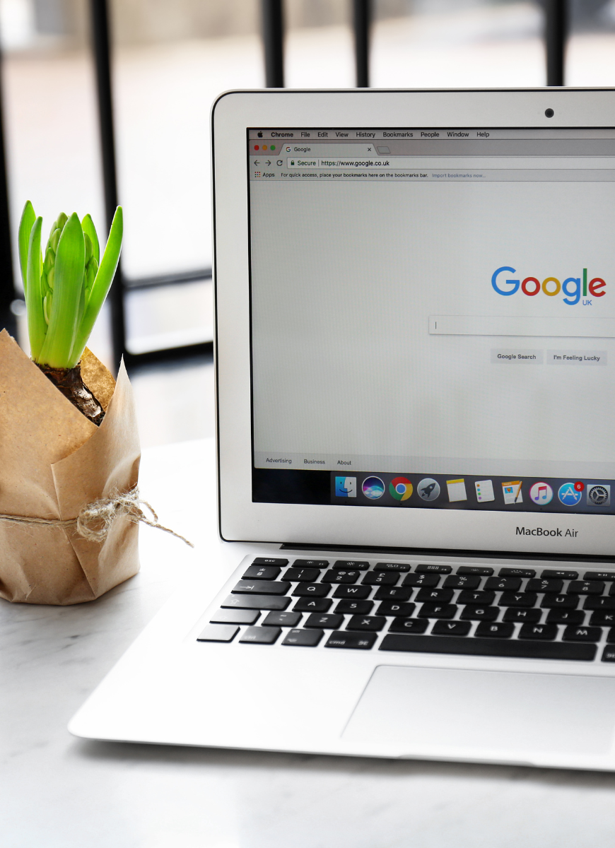 Laptop showing Google search