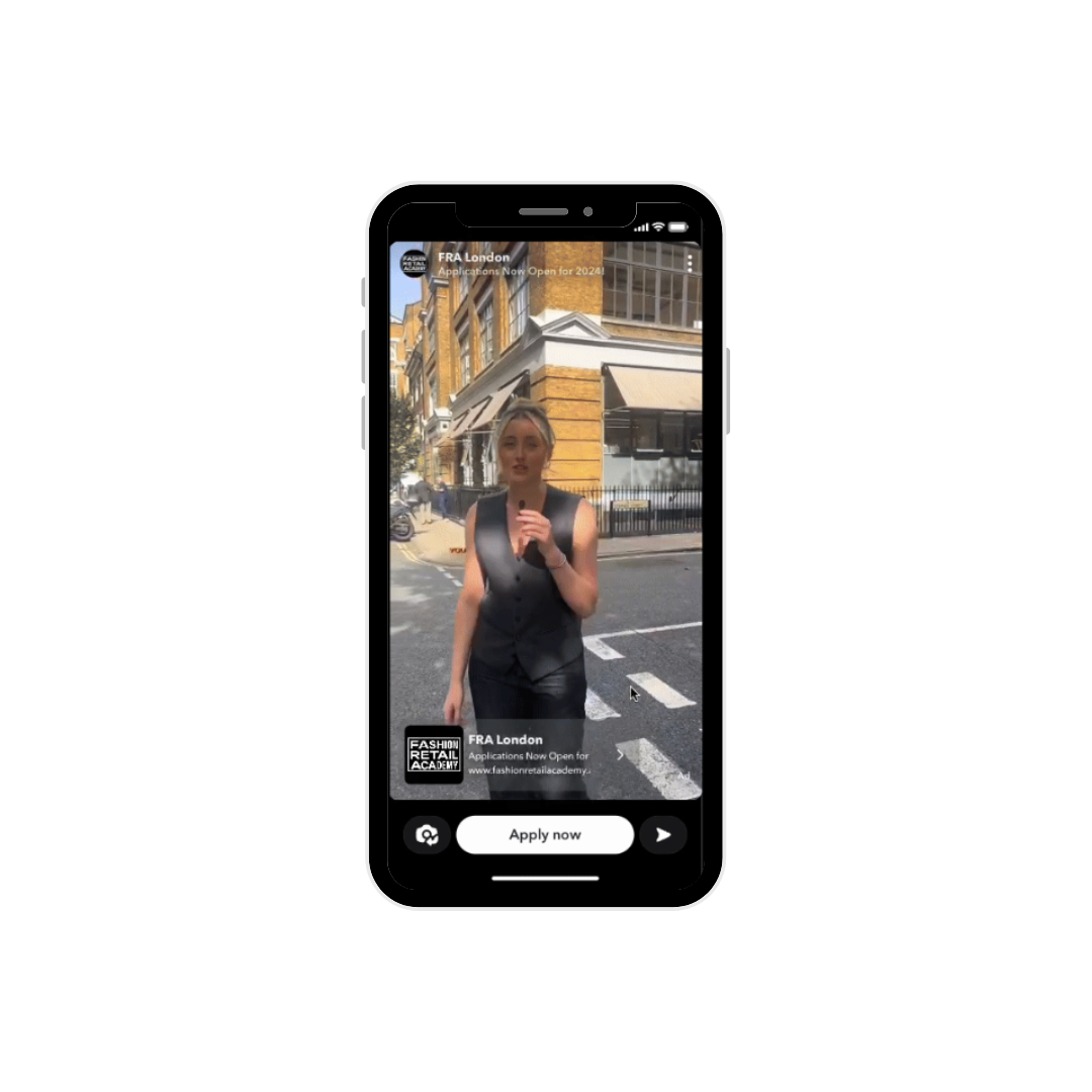 iPhone mockup of some user generated content, with a student creator holding a microphone