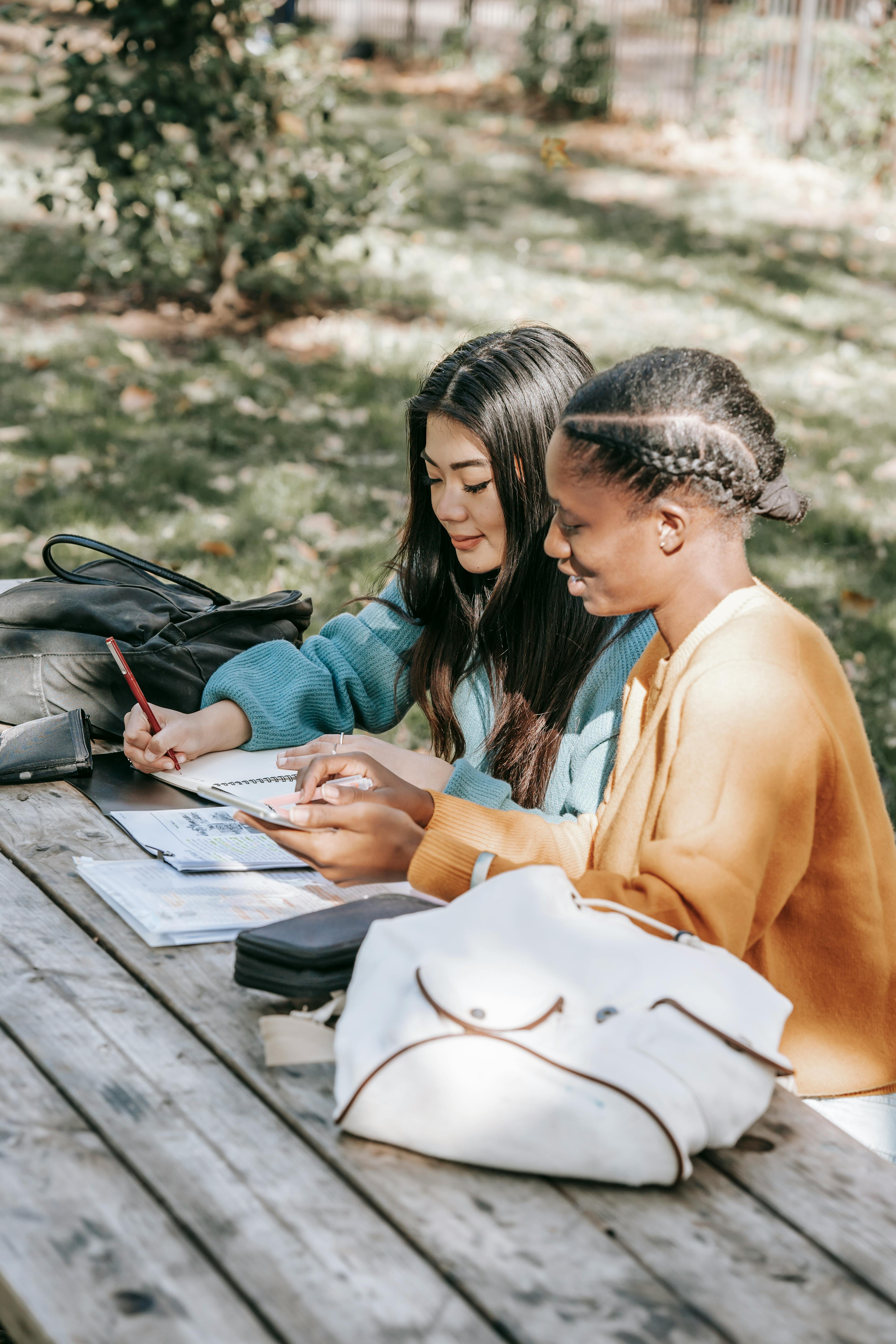Two students on a bench