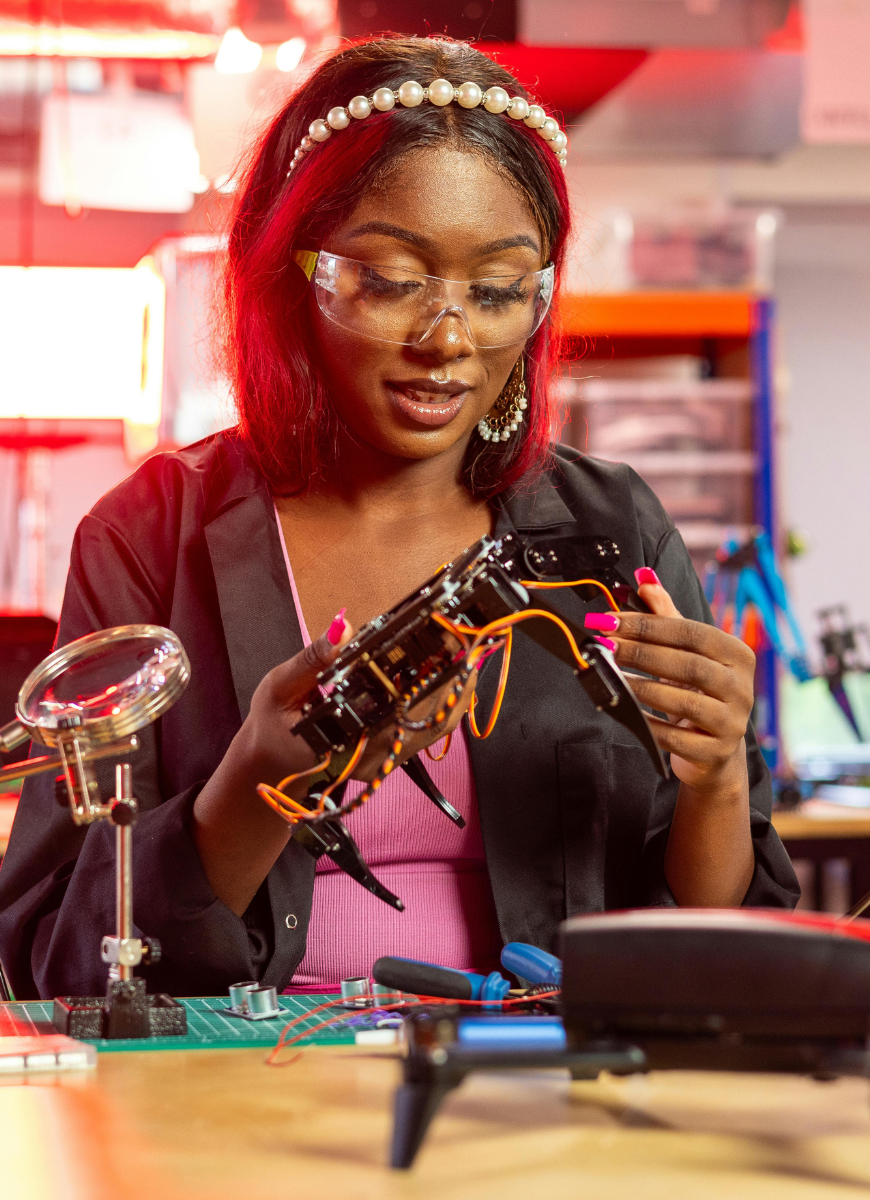 Engineering Student in lab