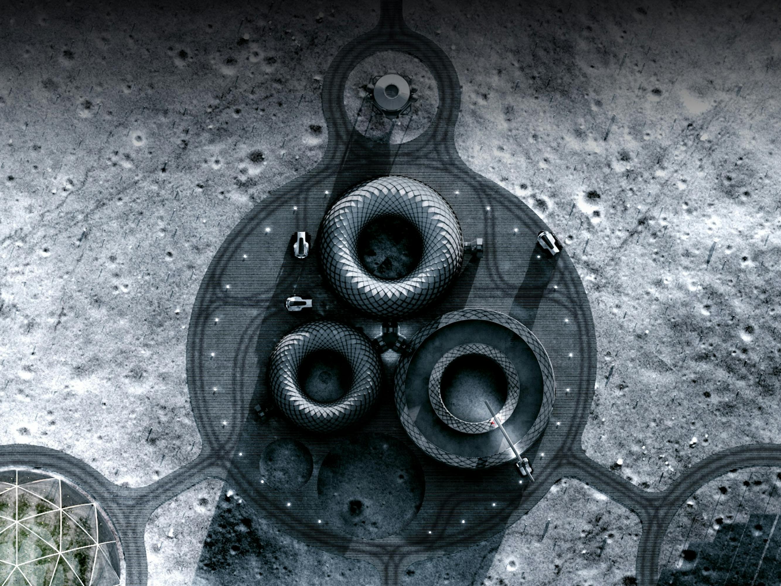 Icon infrastructure on the moon's surface.