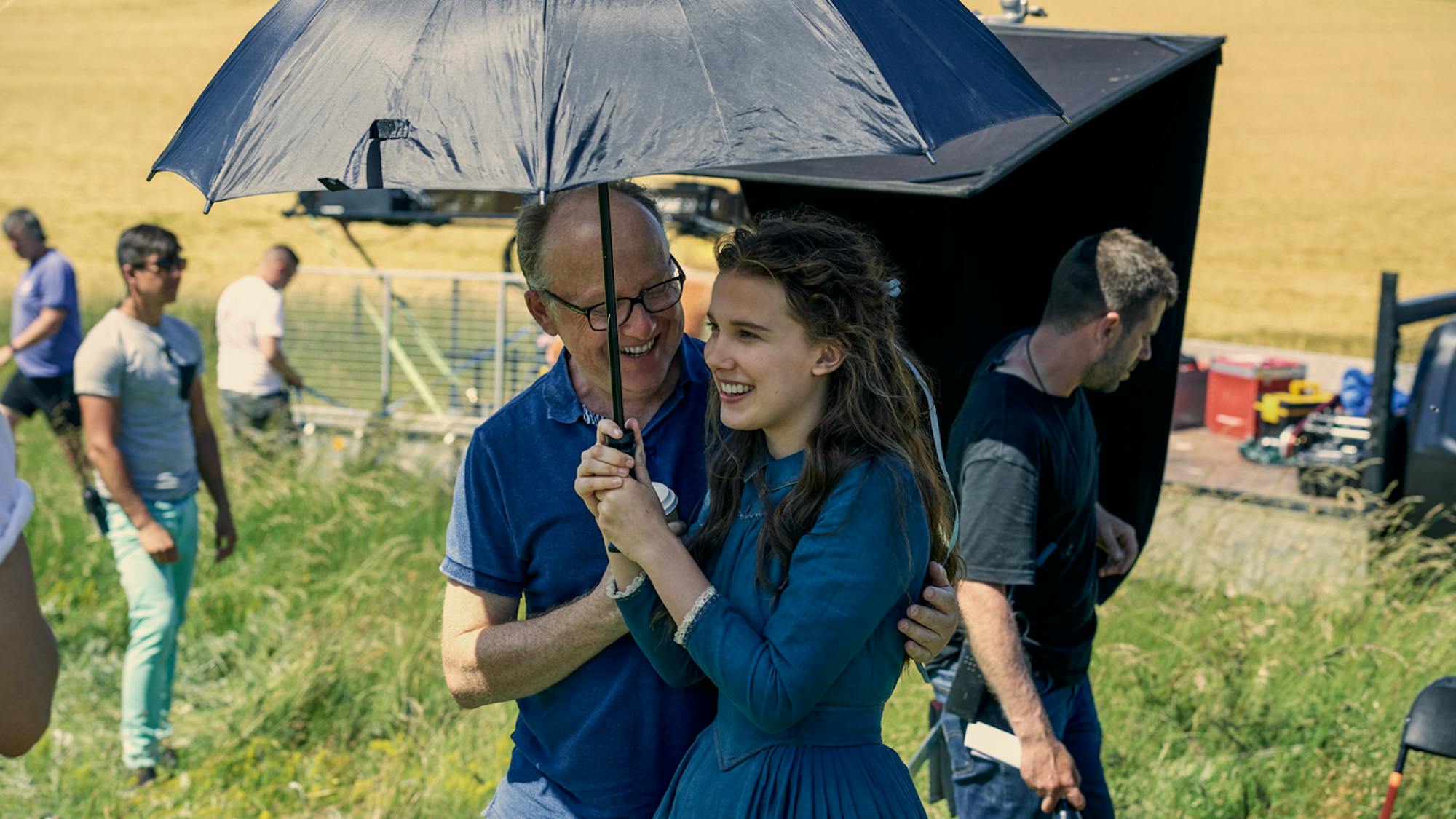 Millie Bobby Brown with director Harry Bradbeer.