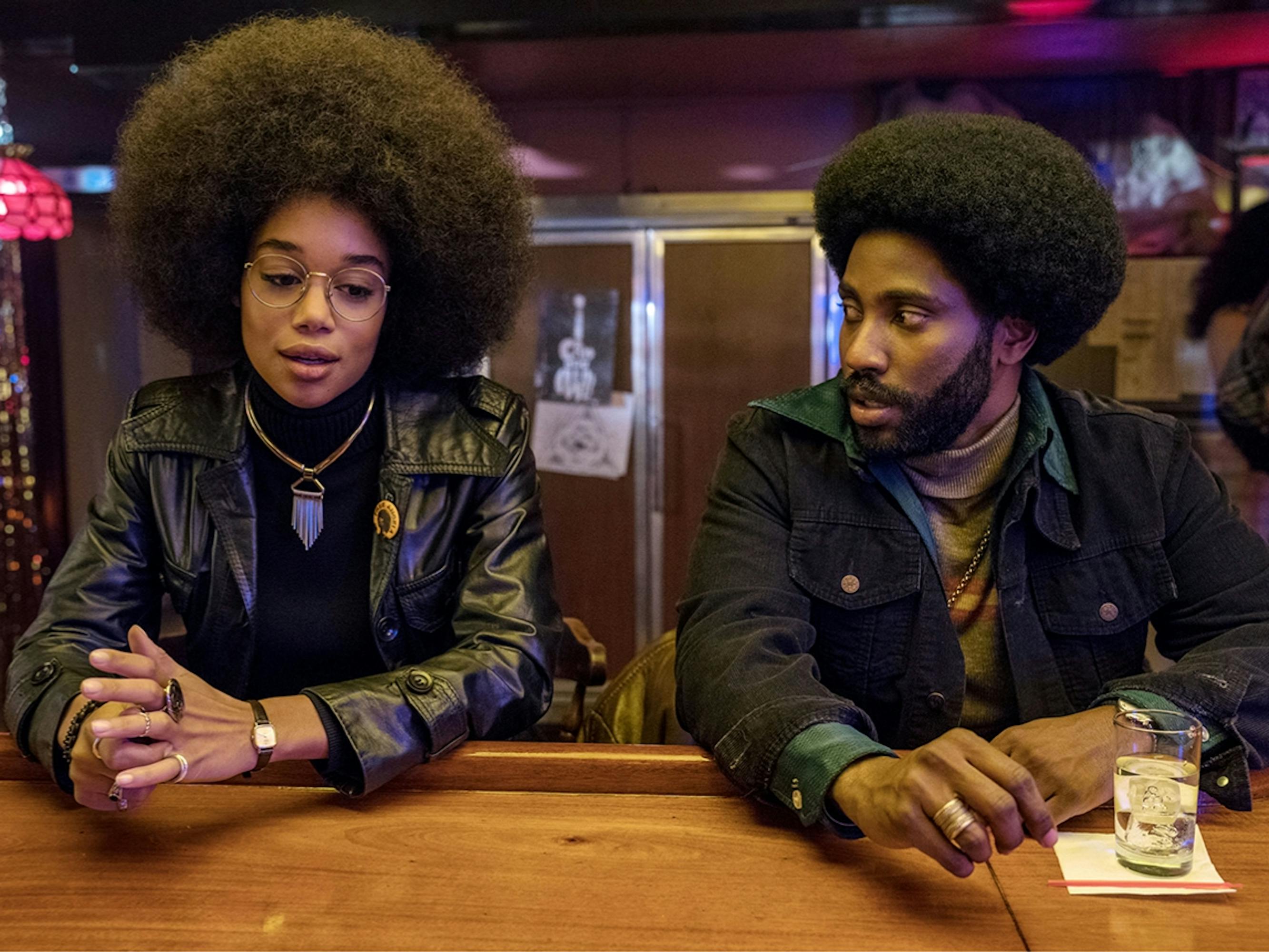 Laura Harrier and John David Washington in BlacKkKlansman