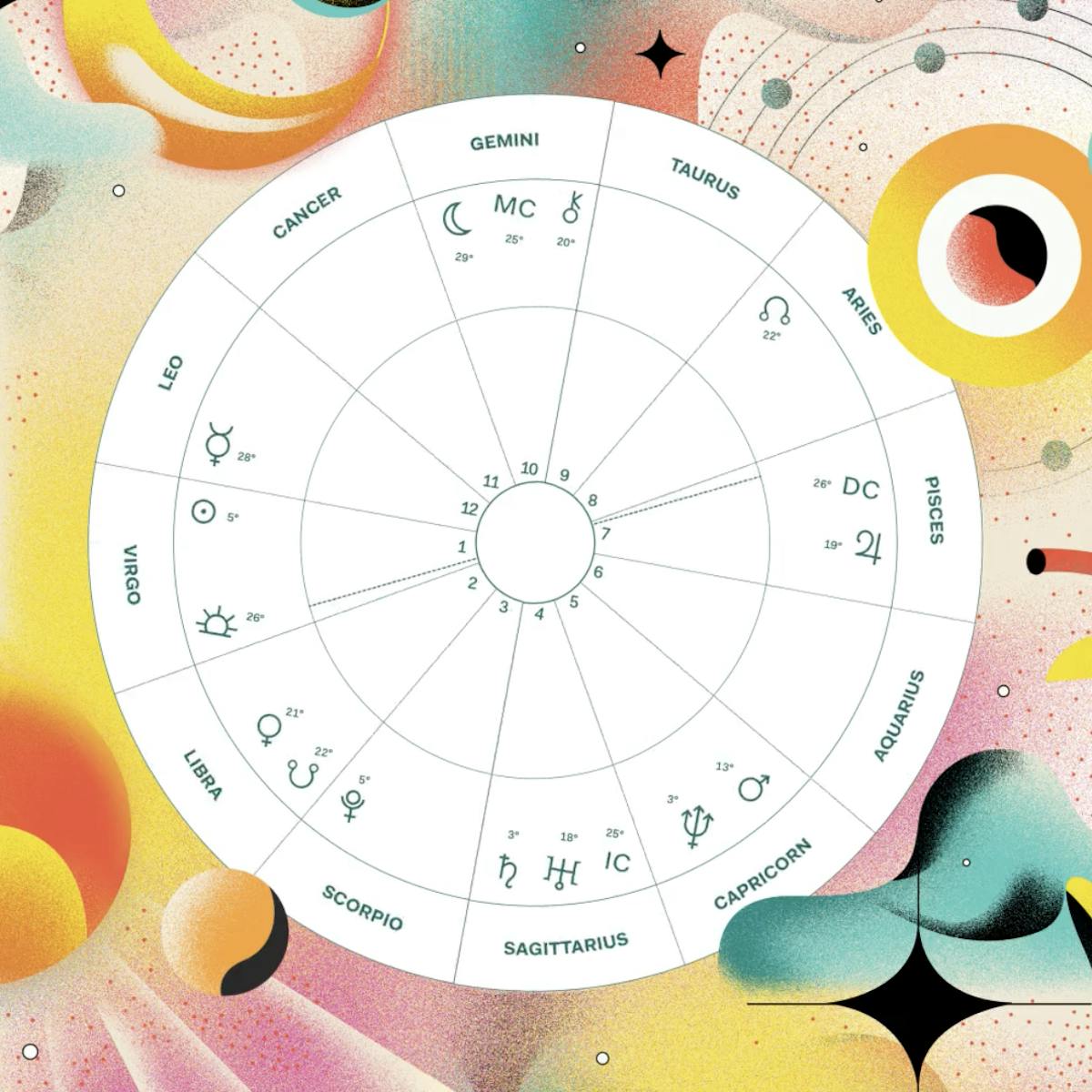 Astrology chart illustration by Jordan Moss