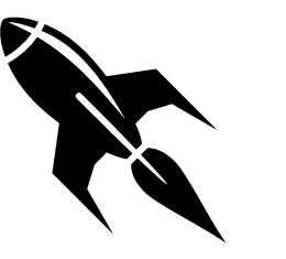 A black rocketship with pointy wings and a pointy tail.