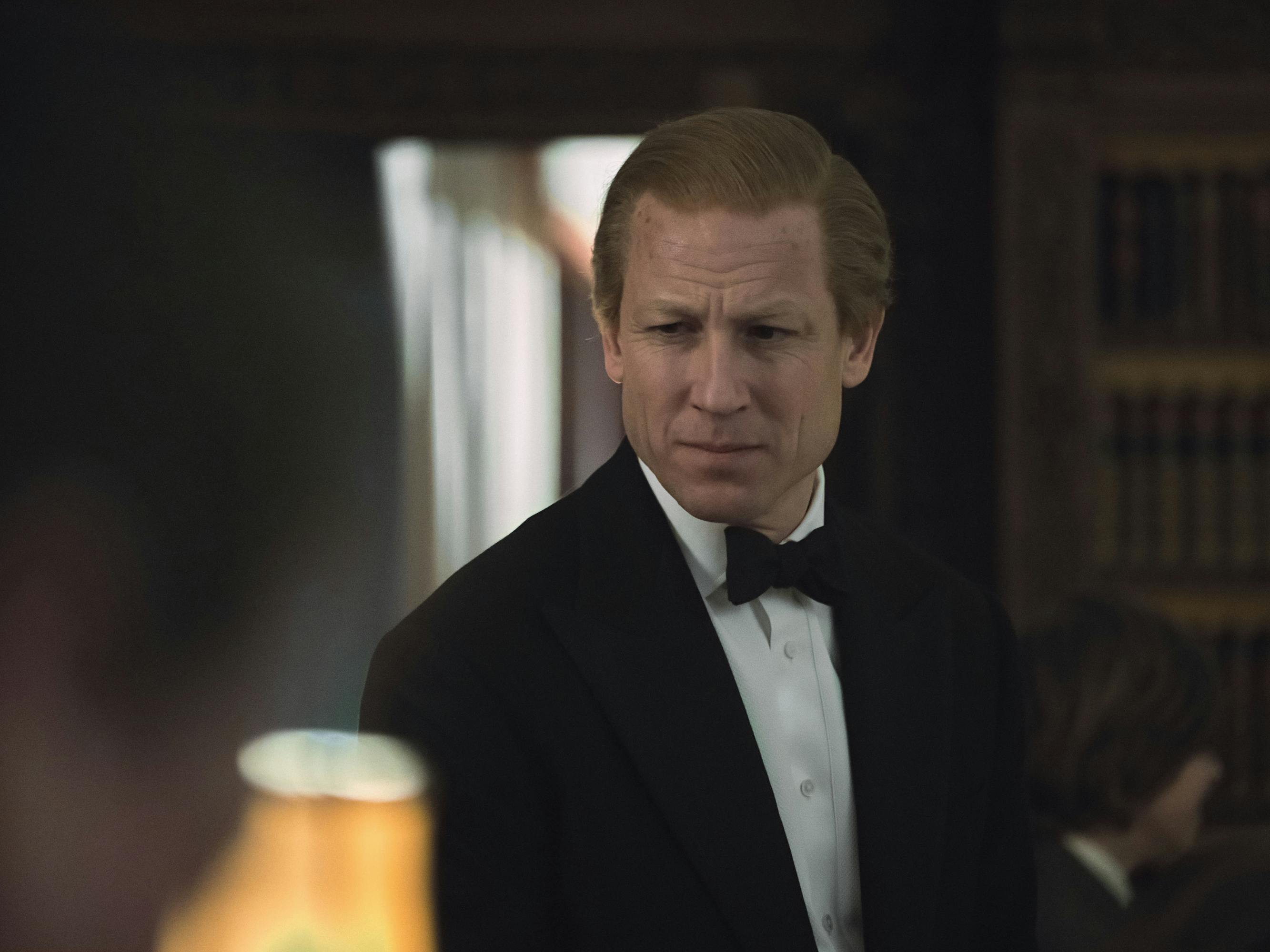 Prince Philip (Tobias Menzies) looks dapper in a bowtie and suit.