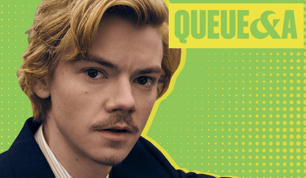 Close-up of Thomas Brodie-Sangster as Benny Watts on the cover of